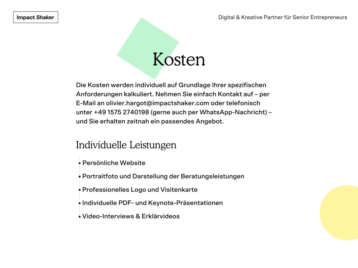 Digital & Kreative Partner Für Senior Unternehmer Impact Shaker 9